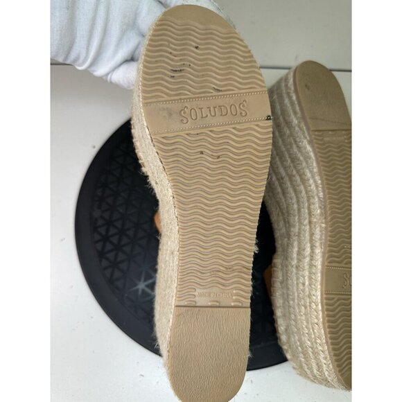 Soludos Women's Minorca Wedge Sandal Platform Leather Espadrille Brown Sz 8 - Picture 7 of 8